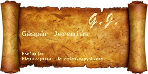 Gáspár Jeremiás névjegykártya